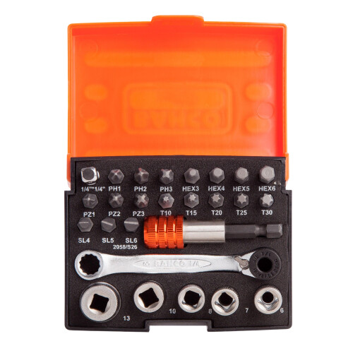 Bahco Bahco 1/4 Ratchet Bit Driver & Socket Set  (Pack of 26) 1