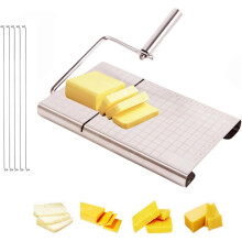 Cheese Slicer Stainless Steel with 5 Replacement Wires, Cutting Board and Scale for Block Cheese