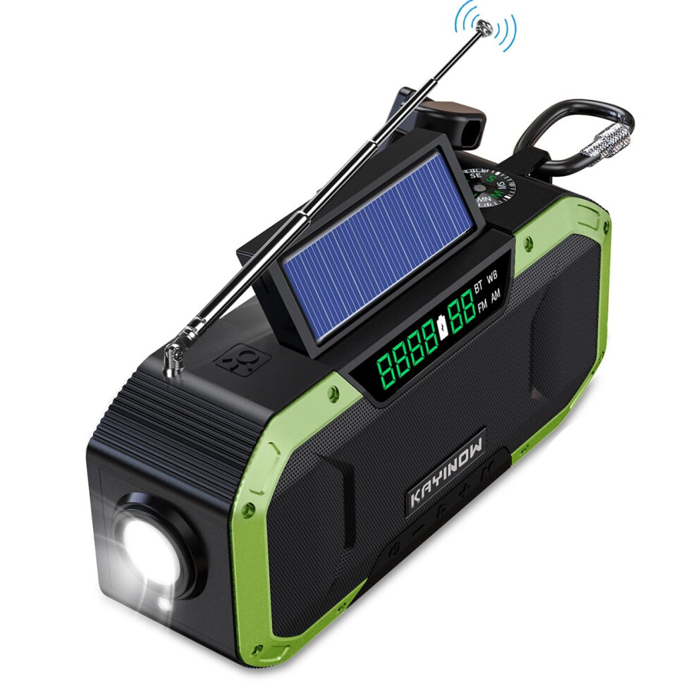Emergency Radio Noaa Weather Alerts Bluetooth 5000Mah Solar Hand Crank Ipx5 Waterproof With Flashlight Sos 9771547215738