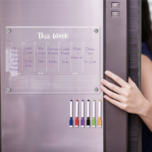 Planner Weekly Clear Magnetic Calendar Board Weekly Plan Notepad Magnetic Refrigerator Sticker, L-WEEK 2