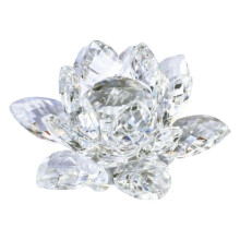 A Crystal Lotus Flower Figurine Valentine Wedding Decor Glass Collection Paperweight Table Ornaments Souvenir Gift