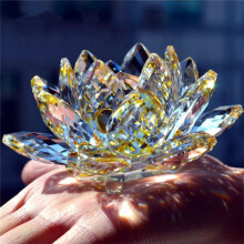F Kristall Lotus Blomma Statyett Alla HjäRtans BröLlopsdekor Glas Hantverkskollektion Pappersbordsdekorationer Souvenirpresent