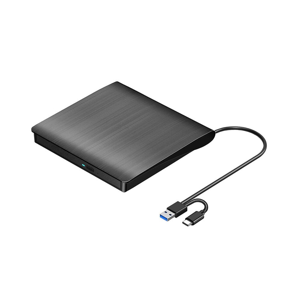 External Cd Dvd +/-Rw Drive, Usb 3.0 & Usb-C Portable Cd & Dvd Rom Burner Player Reader Writer Rewriter Disc Drive, Black 6131797836702