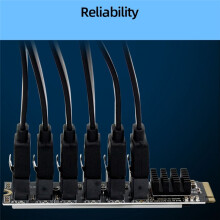 M.2 NVME PCI-E PCIE X4 X8 X16 to 6 Port 3.0 Adapter Card Riser ASM1166 Chassis Server PC Computer Expansion Card