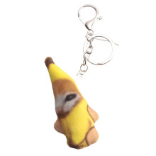 SS-Crying Banana Cat, Porte-CléS en Peluche, Jolie PoupéE Banane-Chat avec Sac Sonore, Pendentif Amusant, Cadeaux pour Camarades de Classe pour