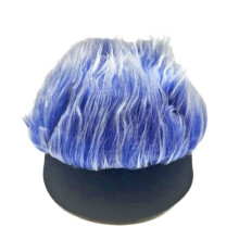 Volwassen Brimless Hoeden Baseball Cap Dames Harige Sporthoed Gebreide Pruik Hoed W/Pruiken Hip Hop Hoofdband Zwart + Blauw