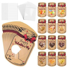 60PCS Paper Candy Jar Valentine Cards, Valentine'S Day Candy Holder Card Jar Happy Valentine'S Day Exchange Cards