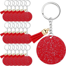 Porte-CléS en Acrylique Vierge avec Porte-CléS 1,97 Pouces, Porte-CléS en Acrylique Vierge à Paillettes, Pompon Rouge