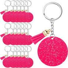 Porte-CléS en Acrylique Vierge avec Porte-CléS 1,97 Pouces, Porte-CléS en Acrylique Vierge à Paillettes, Pompon Rose Rouge
