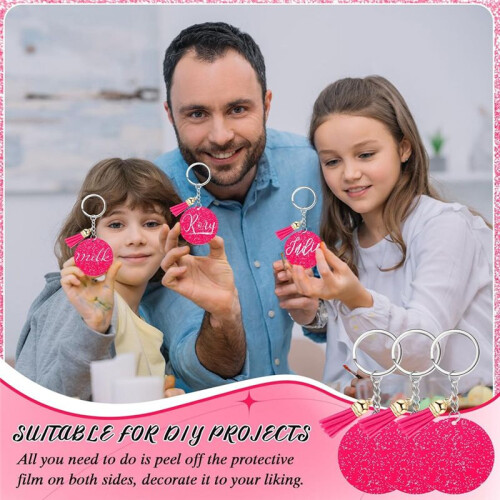 Chaveiro AcríLico em Branco com Chaveiro 1,97 Polegadas Glitter AcríLico em Branco DIY Chaveiro Borla Rosa Vermelha 1