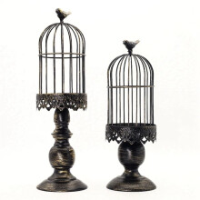 Vintage Cage à Oiseaux Bougeoir Accessoires de DéCoration de Table de Mariage DéCoration de Mariage Bougeoir en Fer en MéTal, Blanc, L