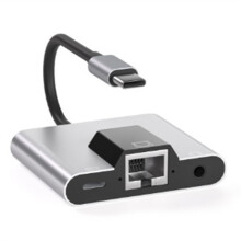 Typ-C-Auf-Ethernet-LAN-Netzwerkadapter-Hub USB-C auf 3,5-Mm-Audio-PD-Schnelllade-Dockingstation für Laptop-Mobiltelefon