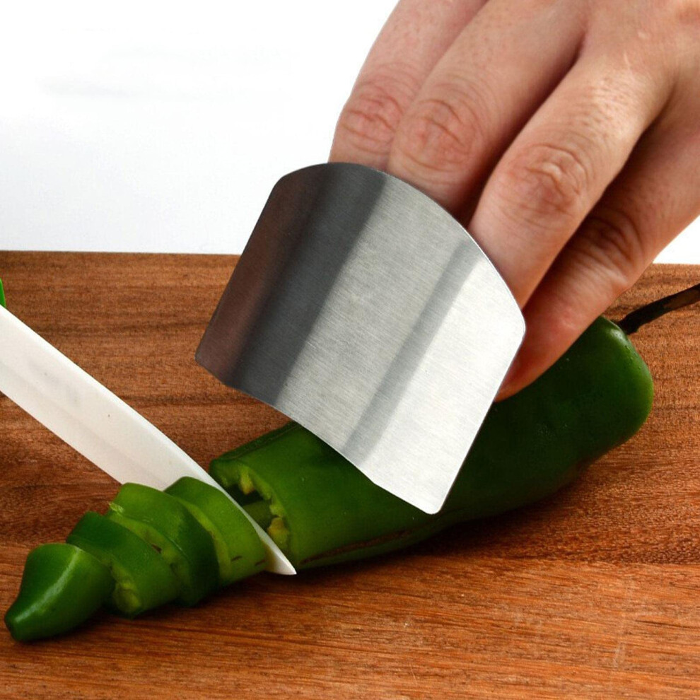 Stainless Steel Finger Guard and Protector for Cutting Vegetables and Meat with Adjustable Fit Ring