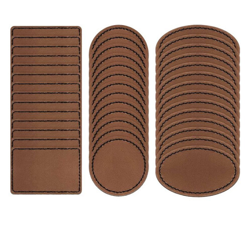 90 Pcs Leatherette Blank Hat Patches Iron  Leatherette Patch Rustic Faux Leather Patches for Jacket Backpack