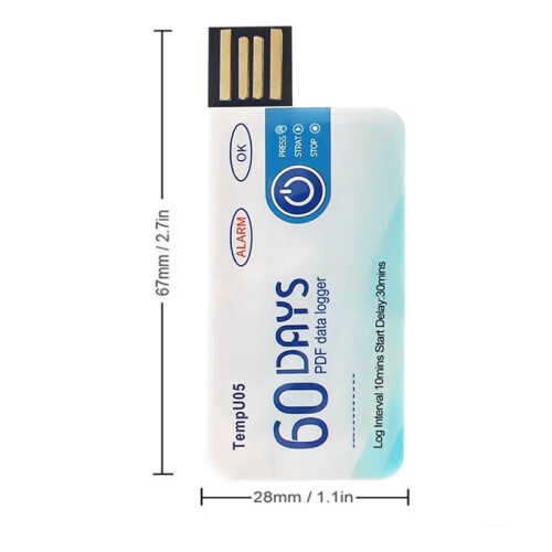 TempU05 Temperatur Data Logger 60 Days Disposable Temperature Analyzer PDF USB 2