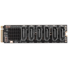 M.2 MKEY PCI-E Riser Card M.2 NVME To SATA3.0 PCIE To  6Gpbsx6-Port Expansion Card ASM1166