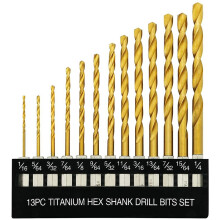 Titanium Hex Drill Bit Set 135 Degree Tip HSS Impact Drill Bit Set for Metal, Wood Quick Change Design