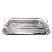 Luftfritteusenkorb für Ofen, Edelstahl-Fritteuse und Pfanne, Deluxe-Luftfritteuse im Ihrem Ofen, 2-Teiliges Set, für Den Grill