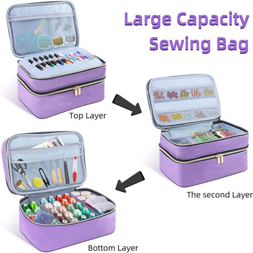 Sewing Supplies Organizer Bag, Double-Layer Sewing Box Organizer Accessories Storage Bag,A 2