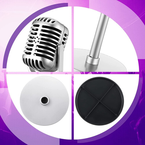 4Pcs Retro Microphone Props Model Vintage Microphone Antique Microphone Toy Microphone Stage Table Decor,Silver 1