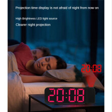 RotacióN de 180 ProyeccióN Despertador 12/24H LED Reloj Digital Carga USB Proyector de Techo Despertador (Verde)