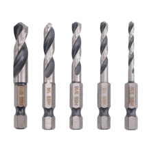 1/4 Hex Shank Drill Bit Set 5PCS Stubby Drill Bit Set for Metal M2 Short Length Drill Bit Steel for Quick Change Chuck