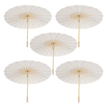 5PCS Paper Parasol 60Cm Beach Umbrella White DIY Umbrella Photography Props for Baby Shower Party Wedding
