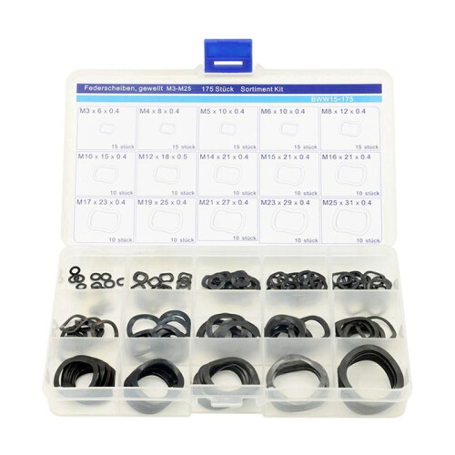 3-25Mm Wave Spring Bricka Sortiment Kit 65Mn Mangan Spring Packning Elastiska Brickor Sortiment Kit