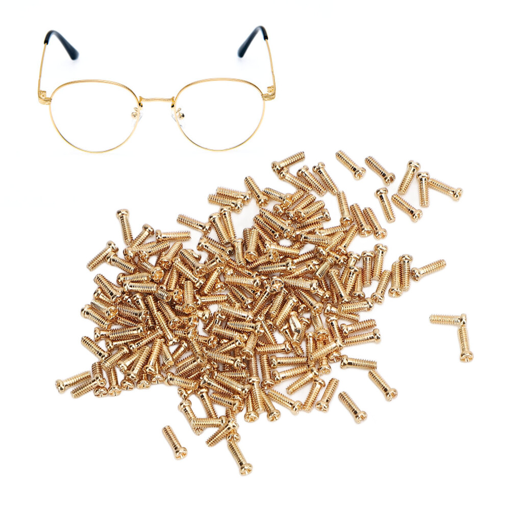 200Pcs 2.0X1.4mm Gold Plated Stainless Steel Flat Head Eyeglass Screws 7621384951721