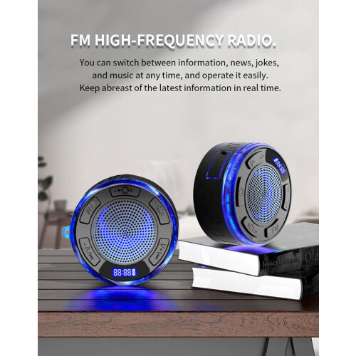 Waterproof Bluetooth Shower Speaker IPX7 Floatable with LED Clock, 360 Stereo, Suction Cup, Red 1