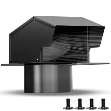 6 Inch Roof Vent Cap with Damper, AntiRust Galvanized Steel Exhaust Vent Cover for Outdoor Bathroom Kitchen