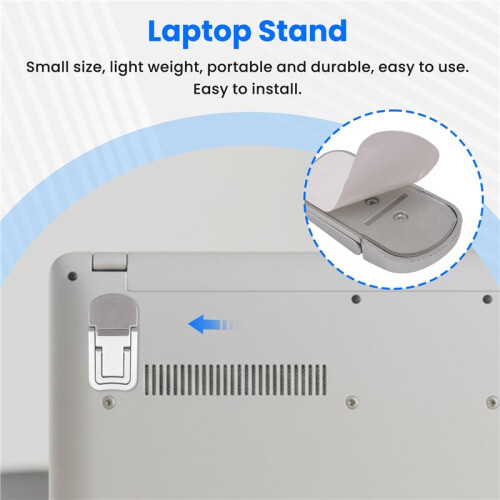 2Pcs Portable Laptop Stand Computer Riser Lift Self-Adhesive Foldable Invisible Notebook Adjustable Height Stand Silver 2