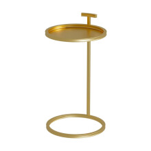 Small Round Side Table with Storage, Modern Metal Bedside Table for Living Room or Bedroom
