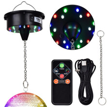 Disco Motor Lights with Remote,3-15RPM Adjustable Spinner 18LEDs for 8 10 12 16 20 24 Inch Duty Mirror Motor