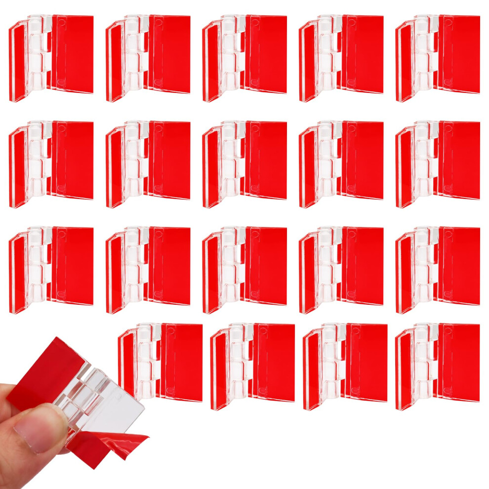 20 Pcs Self Adhesive Acrylic Hinges 35X25mm Clear Durable Folding For Glass Furniture And Cabinets 9169991238630