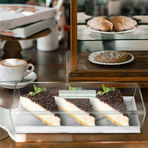 Rectangular Serving Tray with Lid Marbleized Grain Rectangular Cake Stand Acrylic Cake Holder Rectangle Pastry Display 2