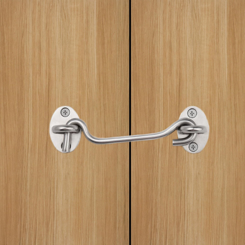 4 Inch Heavy Duty Hook And Eye Latch, Satin Nickel Gate Latch For Barn Door, Fence, Shed 9169991238814