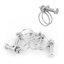 (Pack of 5) KCT 19-22mm Double Wire Adjustable Hose Clips Pipe Screw Clamps