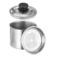 3Pcs Stainless Steel Oil Filter Pot With Lid For Kitchen Camping