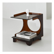Acrylic Side Table with Gold Accents, Nordic Nightstand for Bedroom or Small Coffee Table Use