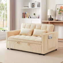 Modena Jumbo Cord 2 Seater Pull-Out Sofa Bed - Cream