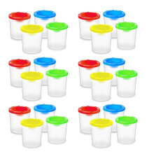 Paquete de 24 Vasos de Pintura con Tapas: Vaso de Agua para Pintura Antiderrames, Vasos de Pintura Reutilizables A Prueba de Derrames para Pintar (4