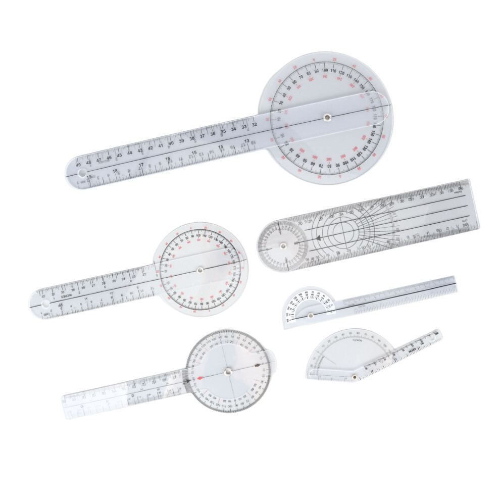 6PCS Medical Goniometer Set 6'',8'',10'' PVC for Therapy & Home Use