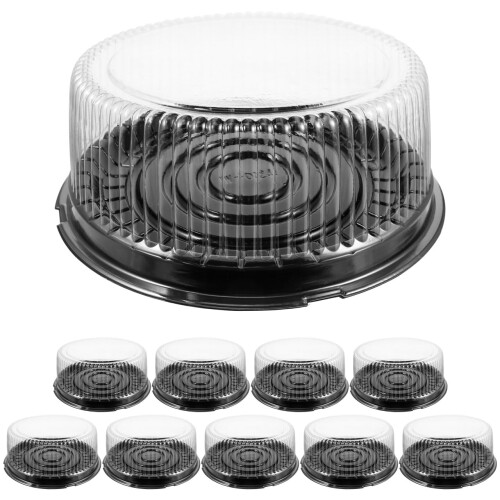 Cake Containers with Clear Dome Lids 10 Pack Plastic Cheesecake Boxes for Baking Storage and Transport