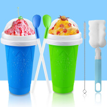 2PC Slushy Maker Cup Set, Frozen Magic DIY Drink Maker, Quick Slushies in Minutes, Blue and Green