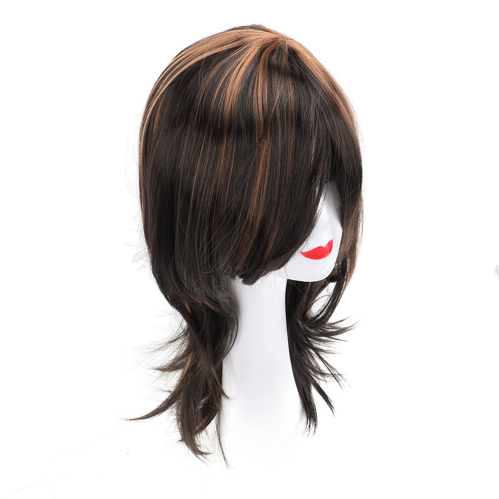 Unisex Brown Long Curly Wig, Adjustable High Temp Fiber For Party & Daily Wear