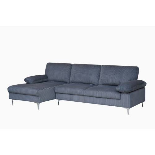 Luxury Life Napoli Jumbo Cord Sectional Corner Left Sofa in Grey 1