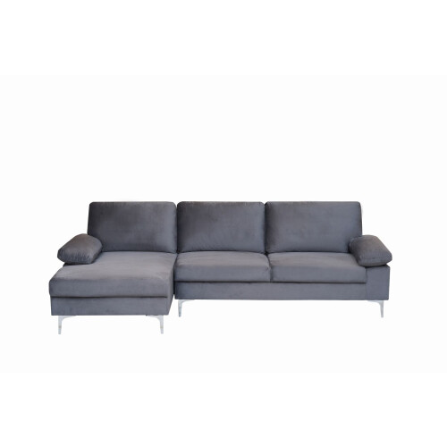 Luxury Life Napoli Velvet Sectional Corner Left Sofa in Grey 2