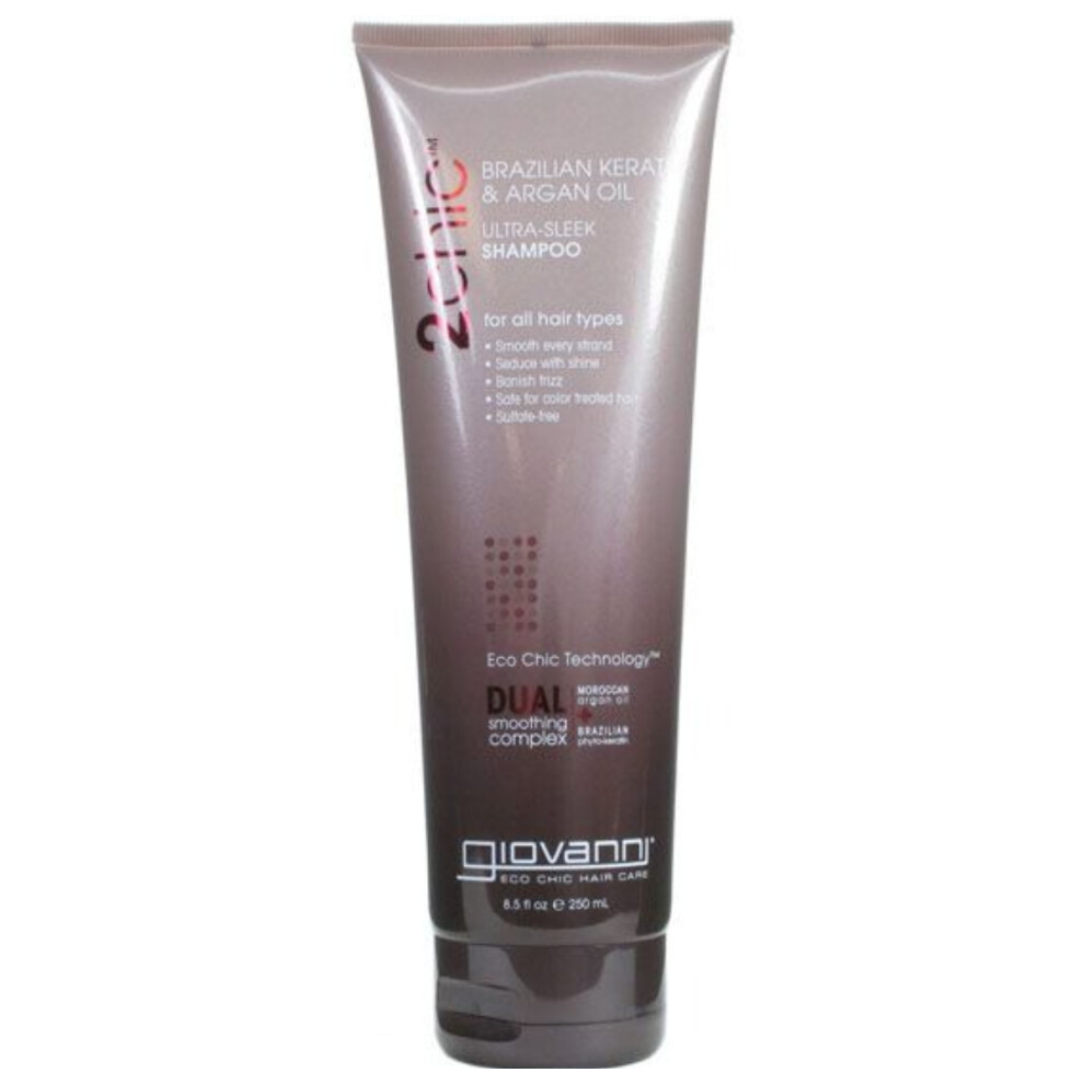 Giovanni 2Chic Keratin & Argan Ultra Sleek Shampoo |Smooth and Frizz Control Hair & Nourishes with argan oil - 8.05oz
