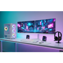 Gaming PC Bundle Core i5 16GB RAM GT730 4GB 128GB SSD+1TB HDD 2x22" Monitors